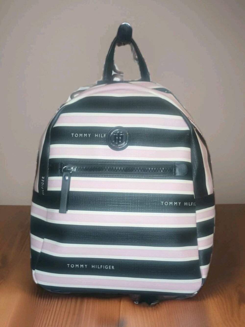 Tommy Hilfiger Pink & Black Mini Backpack Adjustable Straps New